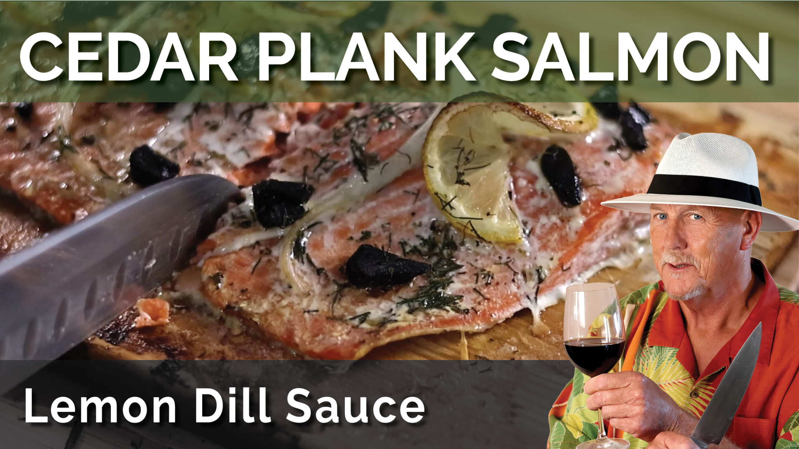 Cedar Plank Salmon with Lemon Dill Butter Sauce and Black Garlic